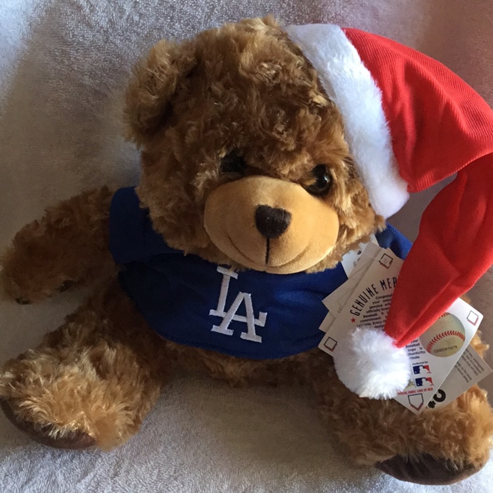 LOS ANGELES DODGERS BEAR WITH SANTA HAT NWT